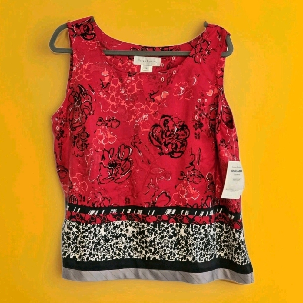 Susan Bristol Red Floral Tank Top